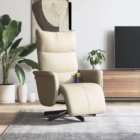 356593 vidaXL Cadeira massagens reclinável c/apoio pés couro artificial creme