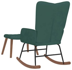 Cadeira de baloiço com banco veludo verde-escuro