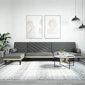 vidaXL Sofá-cama em forma de L 260x140x70 cm tecido cinzento-escuro