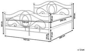 Cama de casal em metal preto 160 x 200 cm LYRA Beliani