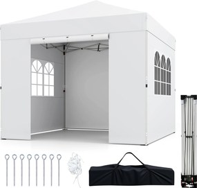 Tenda de Jardim Dobrável feiras, eventos, festas, 300 x 300 x 284 cm, 4 Paredes Removíveis, Branco