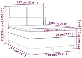 Cama com molas/colchão 140x190 cm couro artificial branco