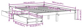 Cama sem colchão 140x190 cm madeira de pinho maciça branco