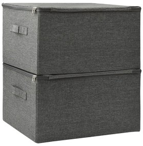 Caixas de arrumação 2 pcs 43x34x23 cm tecido antracite