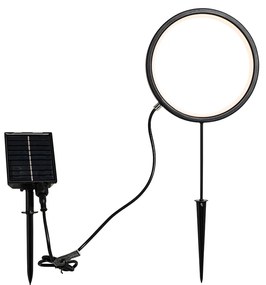 Luminária de jardim preta 50 cm com LED recarregável e solar IP65 - Adalind Design,Moderno