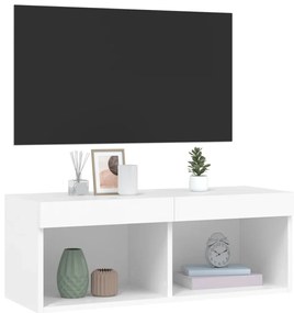 Móvel de TV com luzes LED 80x30x30 cm branco