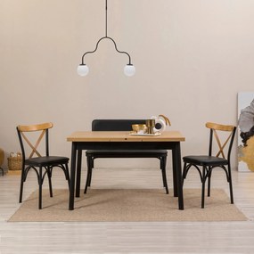 Conjunto de Mesa de Jantar Extensível e Cadeiras Oliver – Preto – Mesa