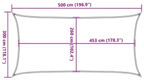 Para-sol estilo vela 5x3 m oxford 100% poliéster cor areia
