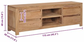 Móvel de TV 115x30x40 cm madeira teca maciça