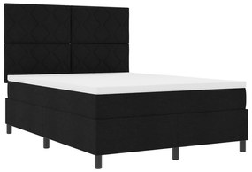 Cama Box Spring com colchão preta 140x200 cm tecido