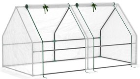 Outsunny Estufa de Jardim 180x90x90 cm Tipo Casa Tubo de Aço com 2 Acessos Estufa Pequena para Cultivo de Plantas Branco