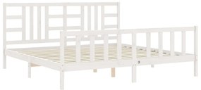 Cama sem colchão 200x200 cm madeira de pinho maciça branco