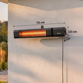 Aquecedor por Infravermelhos para Terraço 2000 W com Capa, IP65, Controlo por App/Tátil/Comando, 9 Níveis e Temporizador
