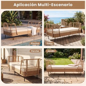 Sofá-Cama de Exterior, 192,5 x 79,5 x 77,5 cm, Base Regulável, Bege