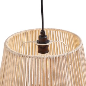 Candeeiro suspenso para exterior preto com abajures de corda bege 3-luzes IP44 - Cava Japandi