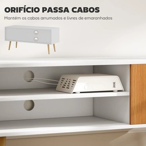 Móvel de TV com 2 Prateleiras de Armazenamento e Armário para Televisores até 55 Polegadas 110x40x50 cm Branco e Madeira