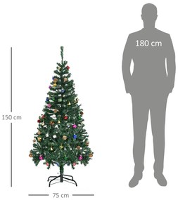 HOMCOM Árvore de Natal Artificial 150cm Ignífugo com 420 Ramos 48 Deco