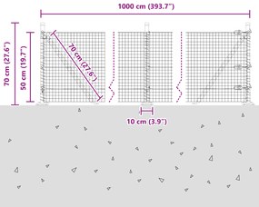 Conjunto de Poste de Cerca Conjunto de 2 Aço galvanizado 10 x 0.5 m