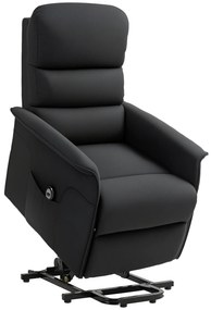 Poltrona Relax Reclinável Elétrica Poltrona Levanta Pessoas com Controlo Remoto e Bolso Lateral 66x90x96 cm Preto