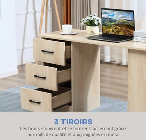 Secretária para Computador, 120 x 49 x 72 cm, Prateleiras e Gavetas, Cor de Madeira