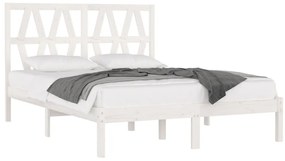 Estrutura de cama pequena casal 120x190 cm pinho maciço branco