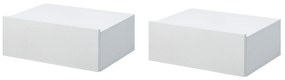 HOMCOM Conjunto de 2 Mesas de Cabeceira com 1 Gaveta Desenho Montado na Parede Estilo Moderno para Dormitório 40x30x15cm Branco | Aosom Portugal