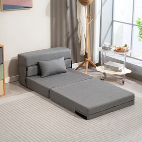 Poltrona convertível de 1 lugar, poltrona-cama dobrável, almofada incluída, capacidade de 120 kg, cinzenta