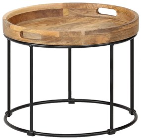 Mesa de centro madeira de mangueira maciça e aço 50x40 cm