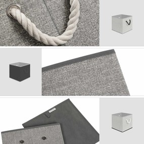 Conjunto de 3 Caixas de tecido sem tampa 30 x 30 x 30 cm, cinzentas