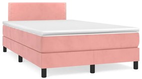 Cama boxspring com colchão 120x190 cm veludo rosa
