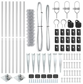 Cerca de Cadeia com 7 Postes de Espeto 1.2 x 10 m Aço Galvanizado