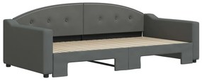 Sofá-cama com gavetão 100x200 cm tecido cinzento-escuro