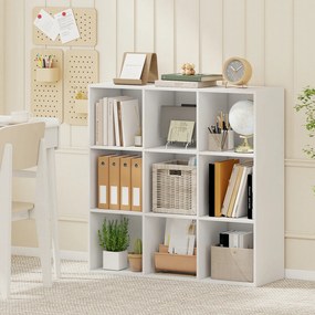 Estante de Cubos com 9 Compartimentos, 90 x 30 x 90 cm, Montagem Sem Ferramentas, Branco