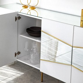 Console Nice – Branco/Ouro – 180x80x40 cm