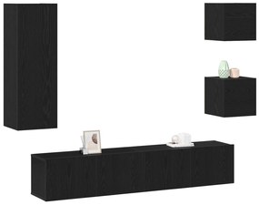 Conjunto de 5 Peças de Gabinete para TV vidaXL Carvalho Preto Madeira