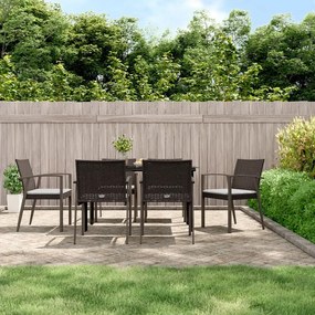 vidaXL 7 pcs conjunto de jantar p/ jardim c/ almofadões vime PE e aço