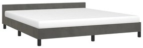 Estrutura de cama c/ cabeceira 180x200cm veludo cinzento-escuro