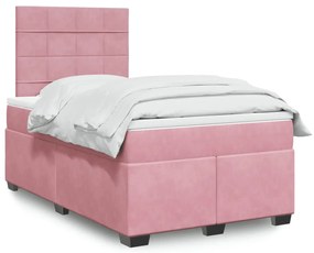 Cama boxspring com colchão 120x200 cm veludo rosa