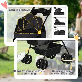 PawHut Carrinho para Cães Dobrável Carrinho para Cães Pequenos com Rod