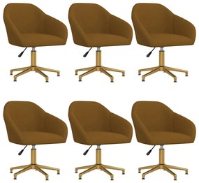 vidaXL Cadeiras de jantar giratórias 6 pcs veludo castanho