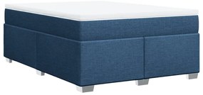 Cama com molas/colchão 140x200 cm tecido azul
