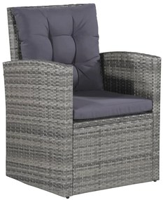 6 pcs conjunto lounge de jardim c/ almofadões vime PE cinzento