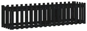 Canteiro elevado c/ design cerca 200x50x50cm pinho maciço preto