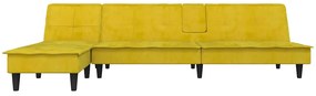 Sofá-cama em forma de L 255x140x70 cm veludo amarelo