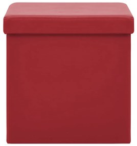 Bancos de arrumação dobráveis 2 pcs PVC vermelho tinto