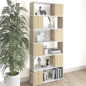 vidaXL Estante/divisória 80x24x186 cm contrapl. branco/carvalho sonoma