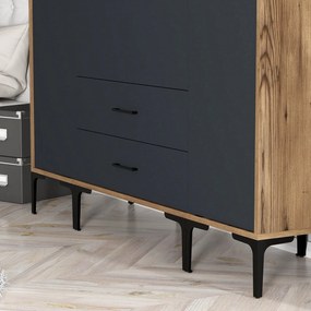 Guarda-roupa Kumsal STS – Nogueira e Antracite – 160x47,5x201,4 cm