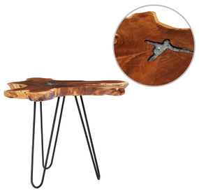 vidaXL Mesa de centro 70x45 cm madeira de teca maciça e poliresina