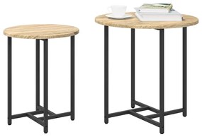 Mesa de Apoio vidaXL 2 pcs Madeira de Carvalho Sonoma e Metal