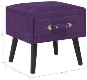 Mesas-de-cabeceira 2 pcs 40x35x40 cm veludo roxo-escuro